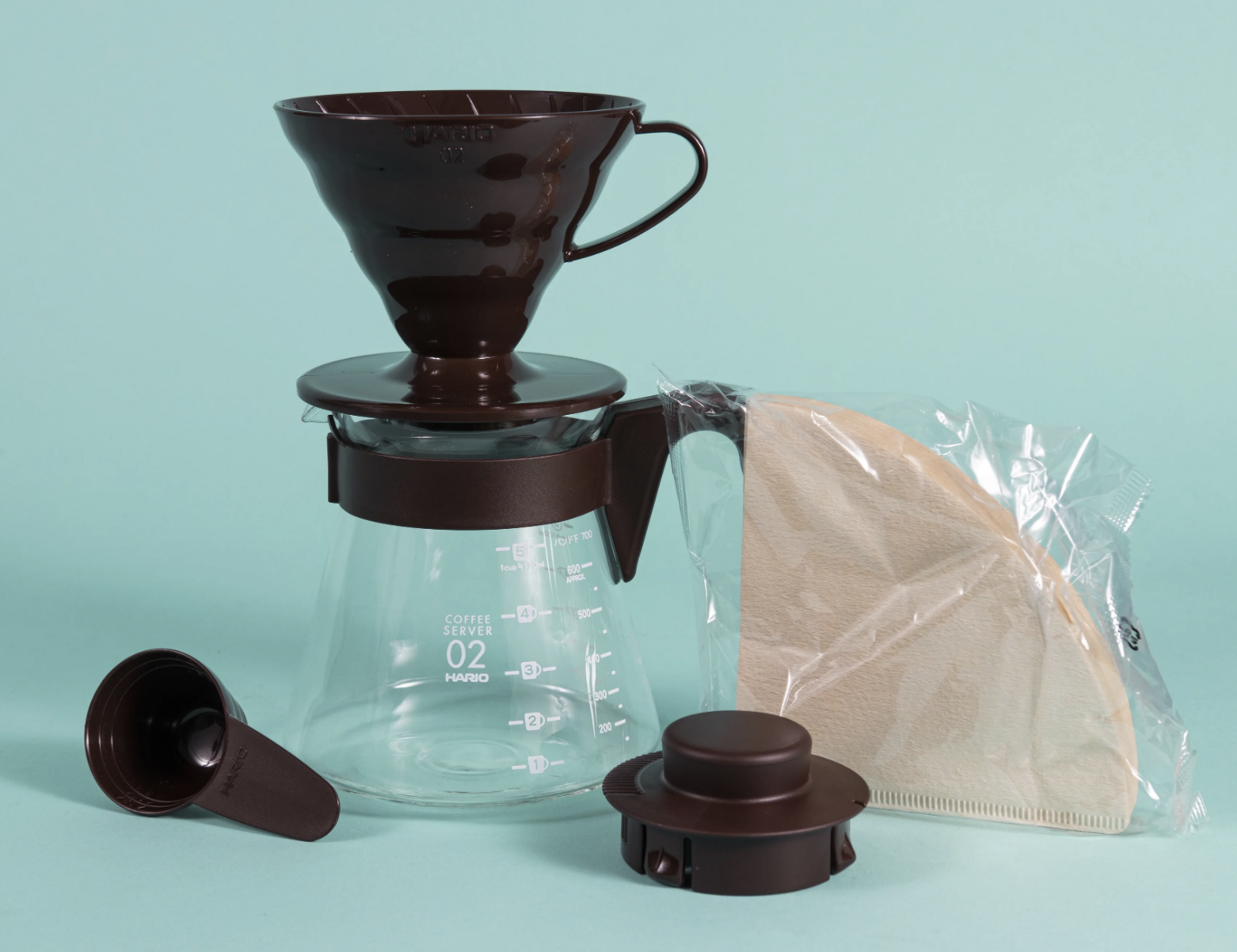Picture Hario V60 Pour Over Coffee Starter Set, 02 Brown