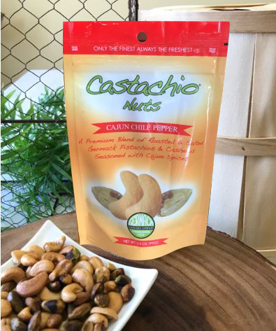 Picture Castachio Nuts - Cajun Chili Pepper Pistachios & Cashews 3.5 OZ.  C12