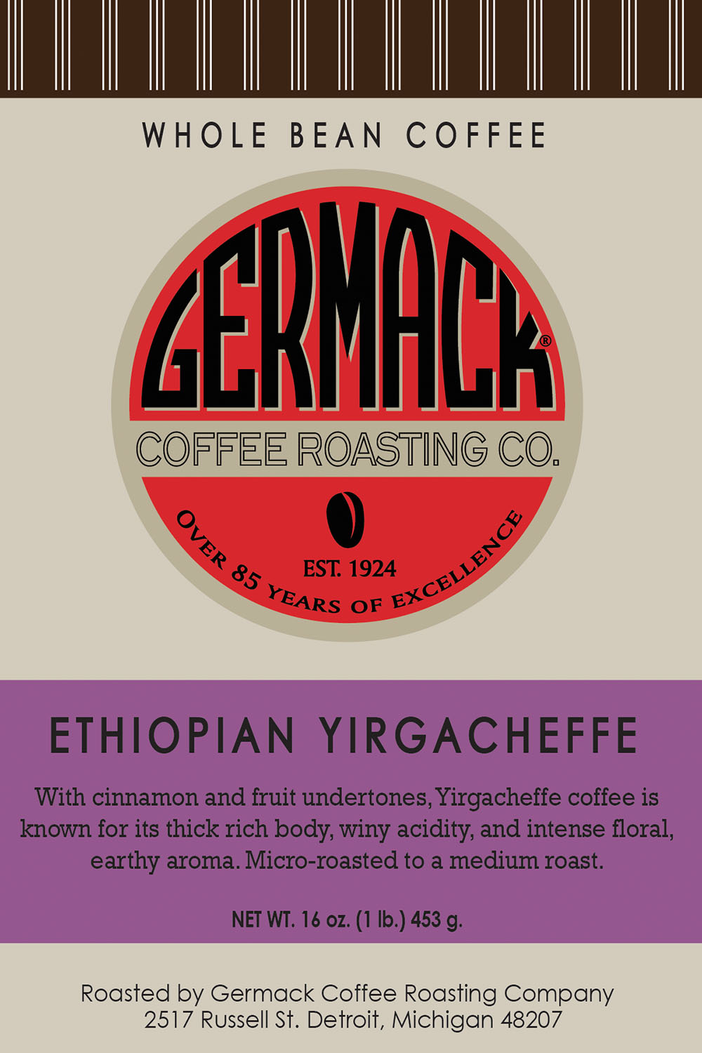 Picture Germack Coffee Ethiopian Yirgacheffe - 1 lb.