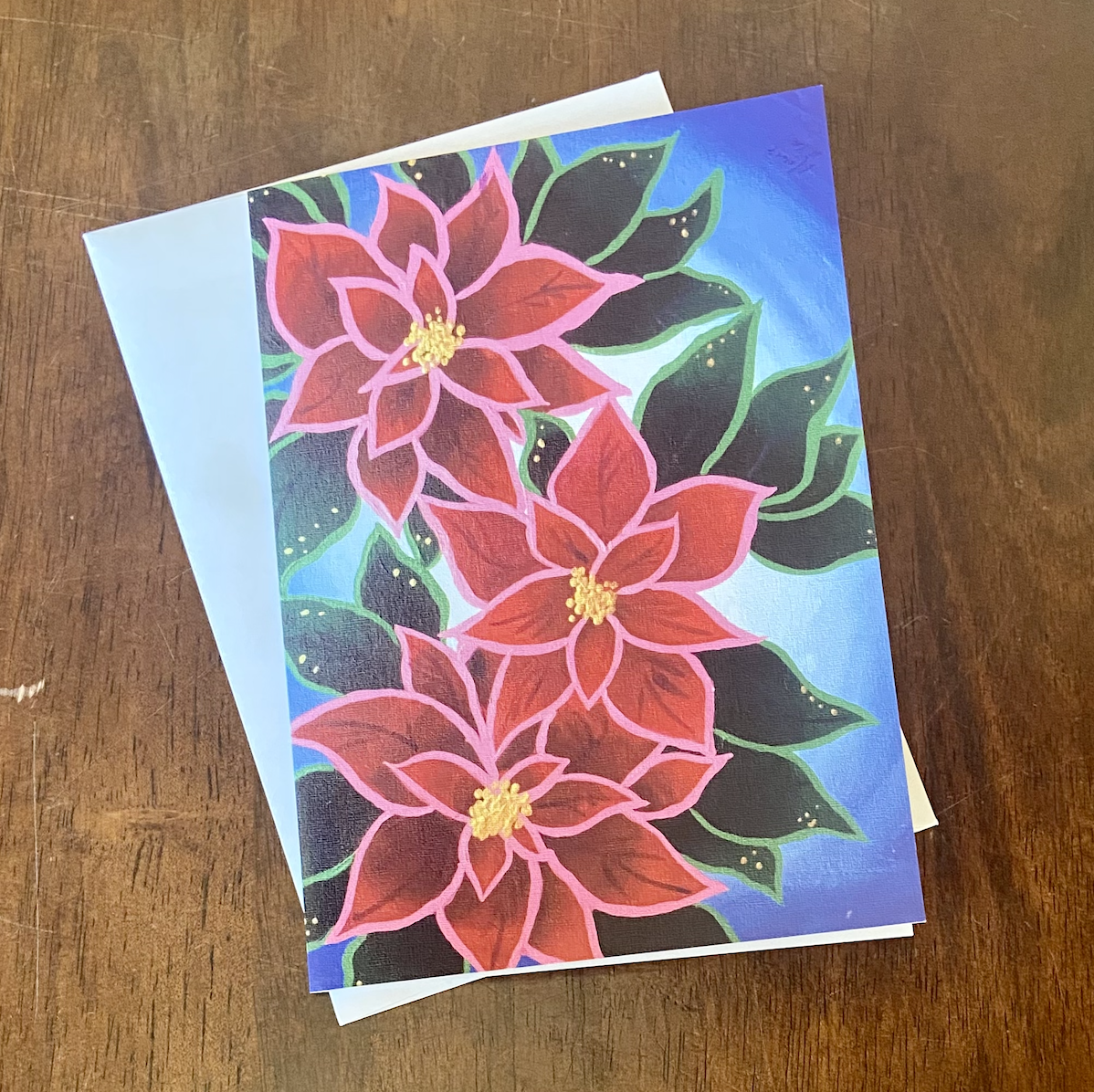 Picture Holiday Card - Mint Artists Guild -Poinsettia 