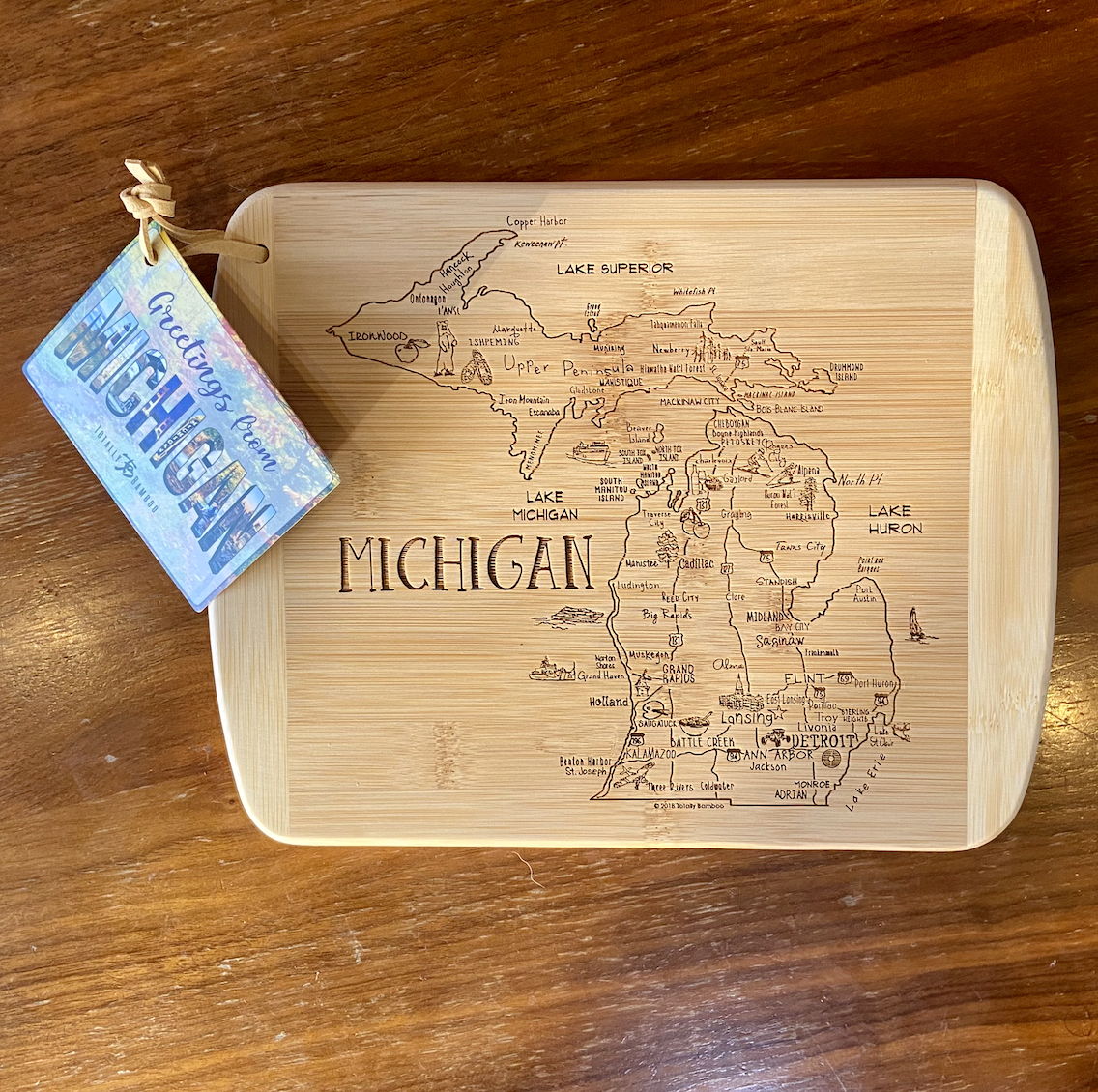 Picture Michigan Bamboo Map Cutting & Serving Board