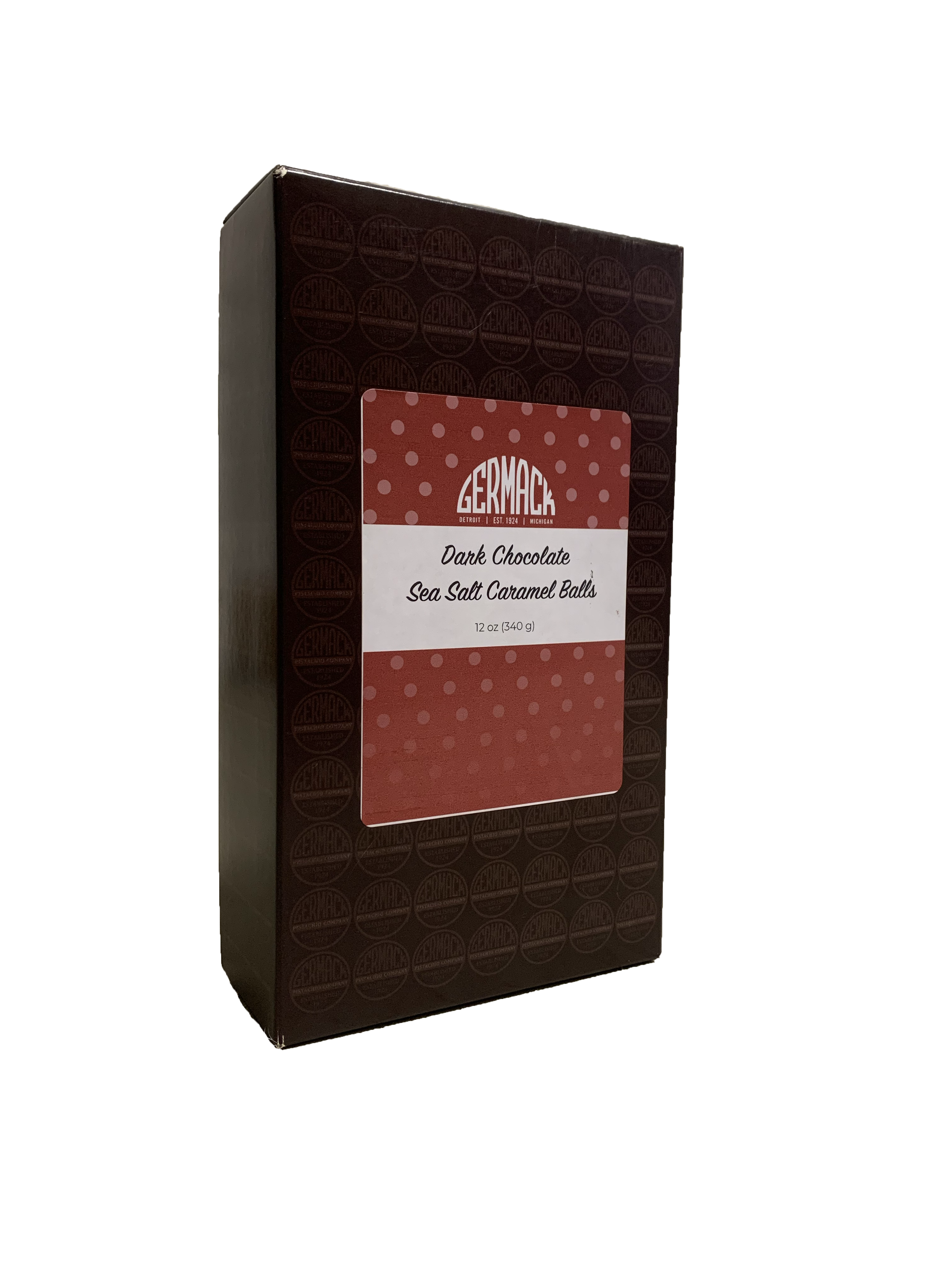Picture Gift Box Dark Chocolate Sea Salt Caramel Balls 12oz