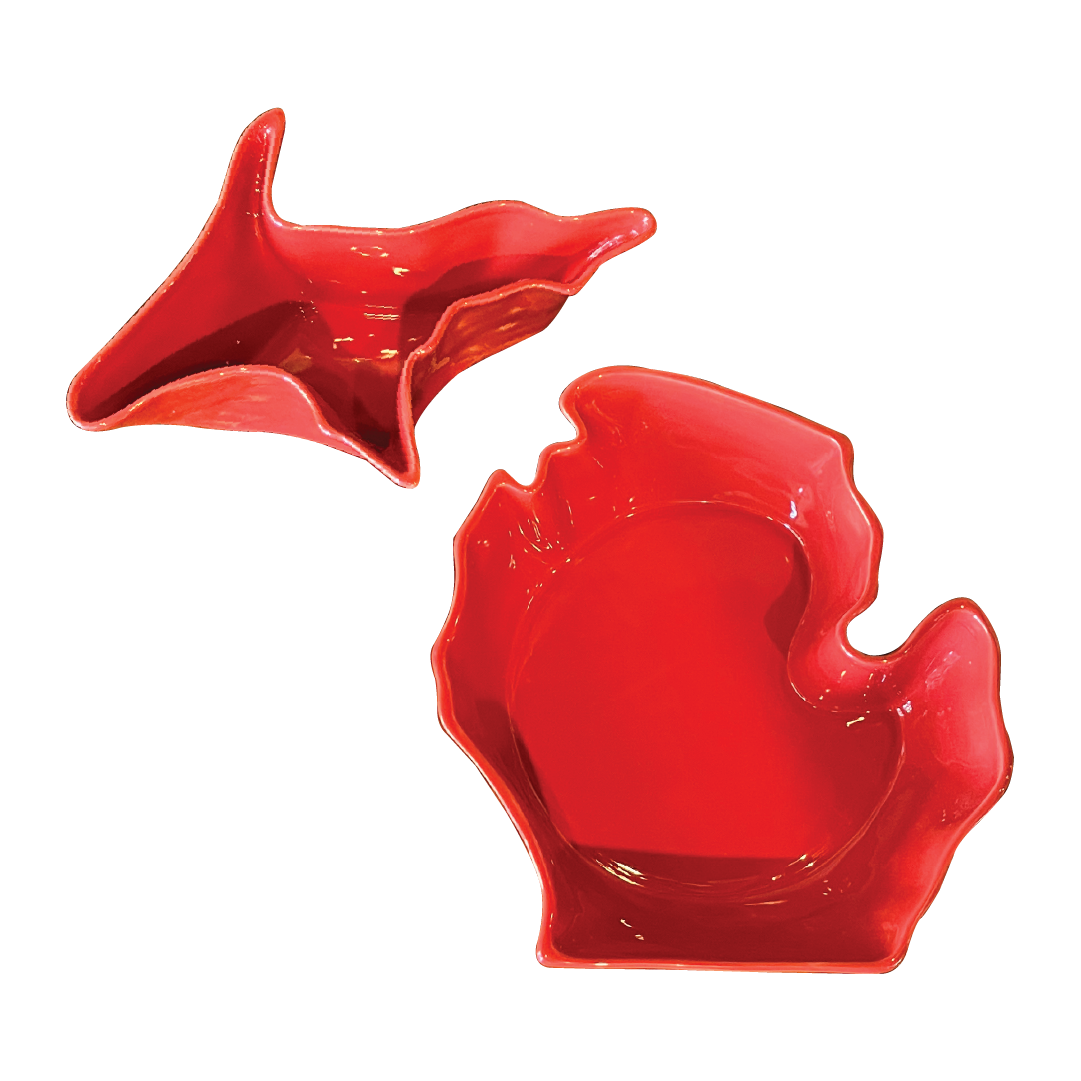 Picture Michigan Ceramic Bowls - Red - Lower & Upper 