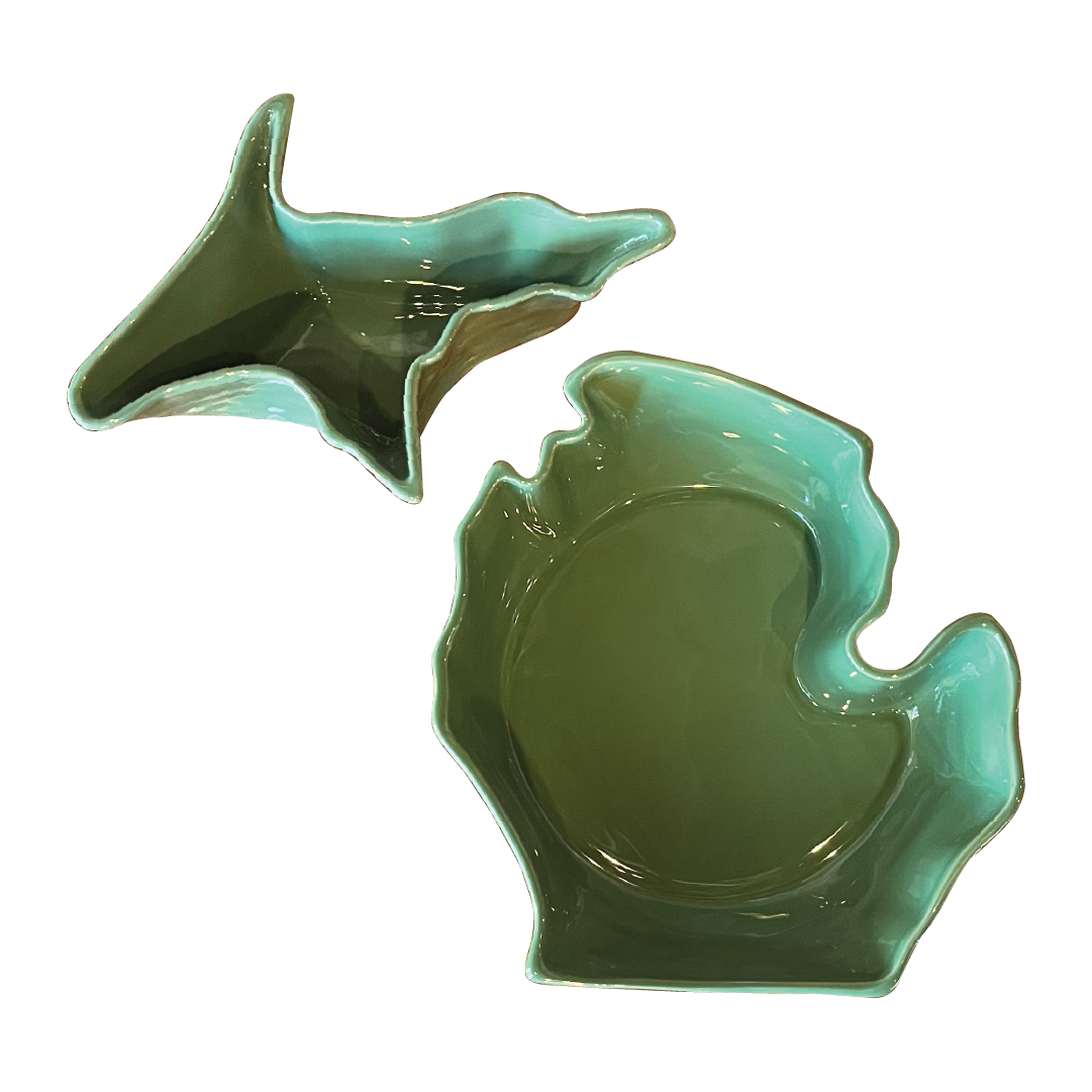 Picture Michigan Ceramic Bowls - Green - Lower & Upper