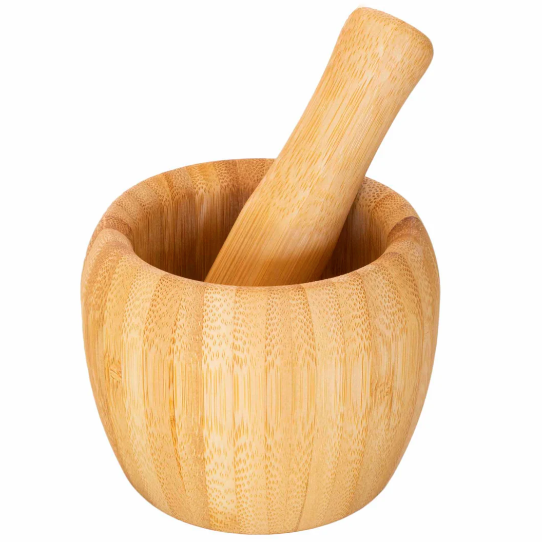 Picture Bamboo Mortar & Pestle Spice Grinder
