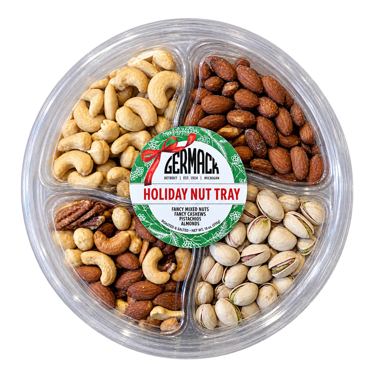 Picture Holiday - Nut Tray 8" - (Fancy Cashews, Pistachios, Mixed Nuts & Almonds) - 19oz
