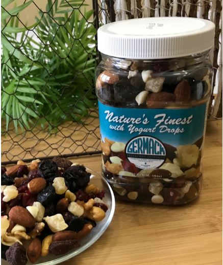 Picture Nature's Finest with Yogurt Drops (Pineapple, Raisins, Almonds, Cranberries, Strawberries, Walnuts, Cashews) 16oz Jar