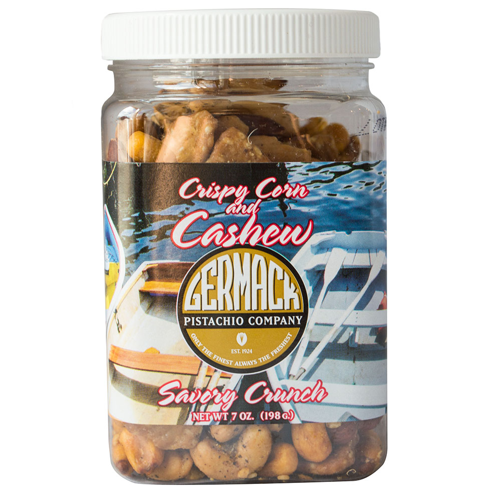 Picture Crispy Corn and Cashew Savory Crunch (Corn, Cashews, Almonds, Sesame Chips) 7oz Jar