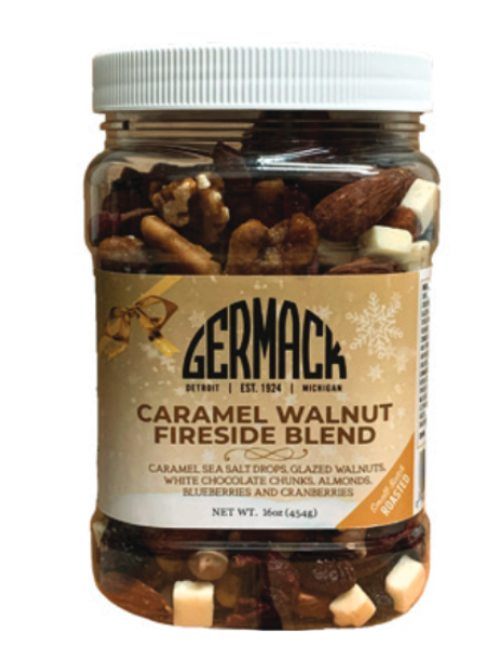 Picture Caramel Walnut Fireside Blend (Caramel Drops, Glazed Walnuts, Chocolate , Almonds, Blueberries, Cranberries) 16 oz Jar