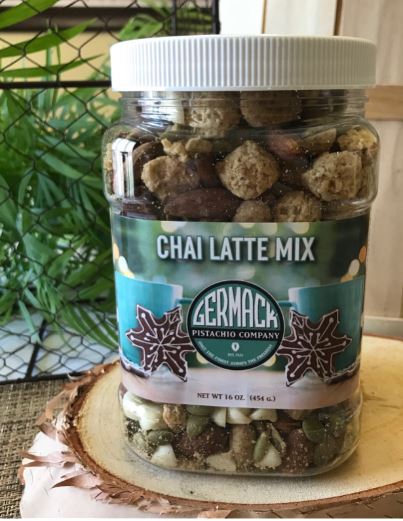 Picture Chai Latte Mix (Chai Latte Raisins, Granola, Lemon Drops, Almonds, Pepitas) 16oz Jar