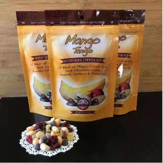 Picture Mango Tango with Dark Chocolate (Mango, Cranberries, Peanuts, Cashews, Blueberries, Dark Chocolate, Pistachios) 3.5 oz